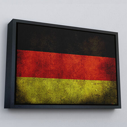 Beyaz Çerçeveli Almanya Bayrağı Rustik Kanvas Tablo, Ev ve Ofis Dekoru Tablo