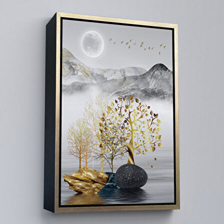 Siyah Çerçeveli Modern Renkli Soyut Tablo