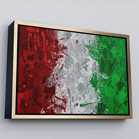 Kahverengi Çerçeveli İtalya Bayrağı Kanvas Duvar Tablo, Ev ve Ofis Dekoru, Spor Kulübü, Bar Dekoru