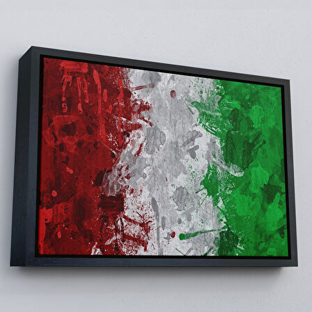 Kahverengi Çerçeveli İtalya Bayrağı Kanvas Duvar Tablo, Ev ve Ofis Dekoru, Spor Kulübü, Bar Dekoru