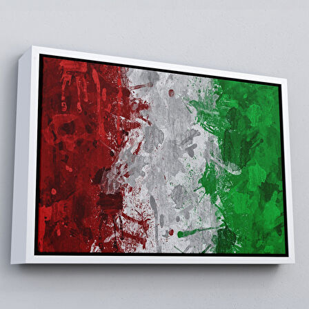 Kahverengi Çerçeveli İtalya Bayrağı Kanvas Duvar Tablo, Ev ve Ofis Dekoru, Spor Kulübü, Bar Dekoru