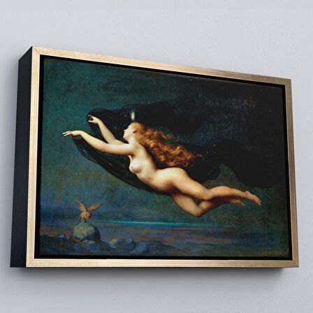 Siyah Çerçeveli La Nuit by Auguste Raynaud Kanvas Duvar Sanatı Tablo, Klasik Sanat