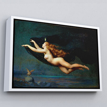 Kahverengi Çerçeveli La Nuit by Auguste Raynaud Kanvas Duvar Sanatı Tablo, Klasik Sanat