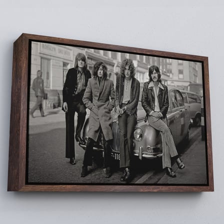Kahverengi Çerçeveli Led Zeppelin Efsanesinin Arabası John Bonham Kanvas Tablo