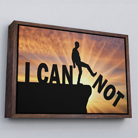 Beyaz Çerçeveli Yapamam, Ayakta Uçurum Kelimeyi Zorlar Kanvas Tablo, Ben Yapabilirim, Motivasyon
