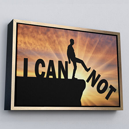 Beyaz Çerçeveli Yapamam, Ayakta Uçurum Kelimeyi Zorlar Kanvas Tablo, Ben Yapabilirim, Motivasyon