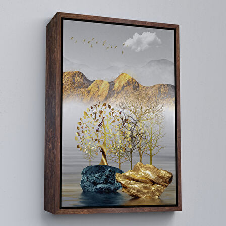 Beyaz Çerçeveli Modern Renkli Soyut Tablo