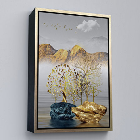 Beyaz Çerçeveli Modern Renkli Soyut Tablo