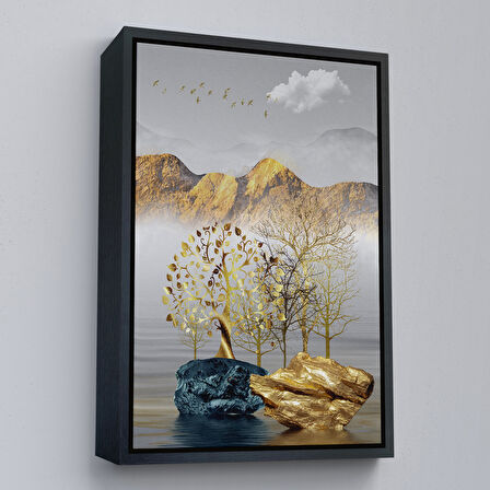 Beyaz Çerçeveli Modern Renkli Soyut Tablo