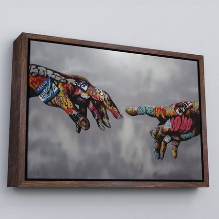 Beyaz Çerçeveli Tanrının Eli Tablo, Hıristiyanlara Hediye, İncil Severler, Banksy Graffiti Sanatı