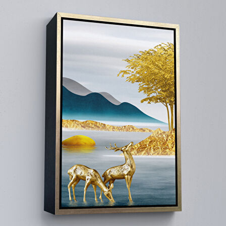 Siyah Çerçeveli Modern Renkli Soyut Tablo