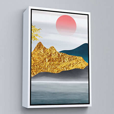 Beyaz Çerçeveli Modern Renkli Soyut Tablo