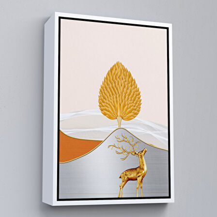 Altın Çerçeveli Modern Renkli Soyut Tablo