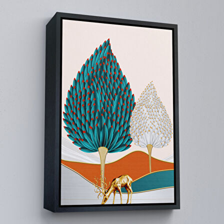 Siyah Çerçeveli Modern Renkli Soyut Tablo