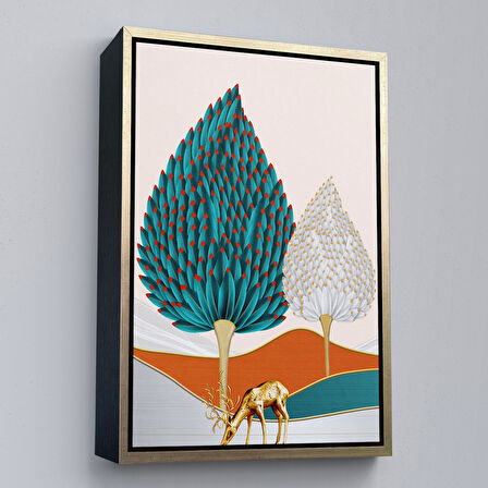 Siyah Çerçeveli Modern Renkli Soyut Tablo