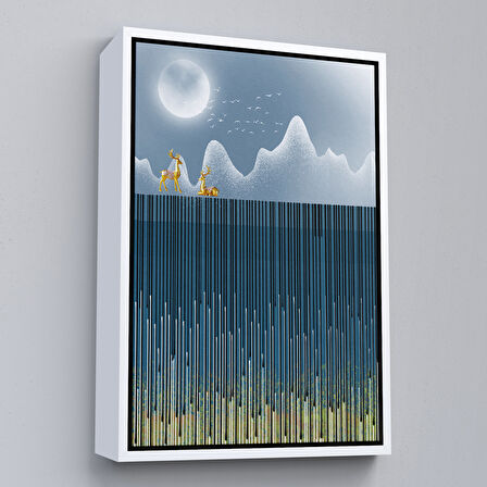 Kahverengi Çerçeveli Modern Altın Soyut Tablosu