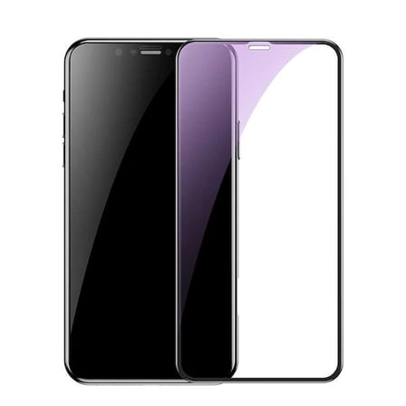 Baseus İphone 11 Pro Max 0.20mm Anti Blue Ray Tam Ekran Koruyucu-(5775) — Renk: Siyah