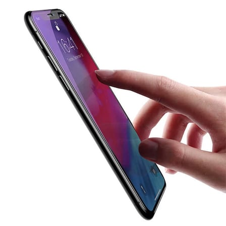 Baseus İphone 11 Pro Max 0.20mm Anti Blue Ray Tam Ekran Koruyucu-(5775) — Renk: Siyah