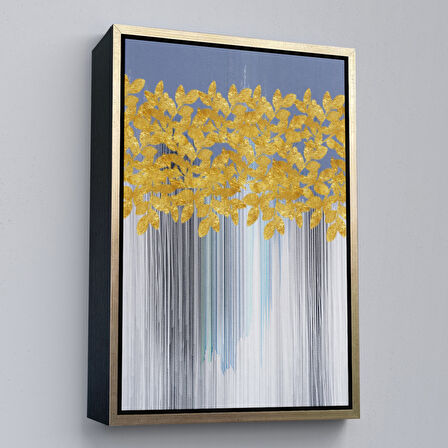 Altın Çerçeveli Modern Altın Soyut Tablosu