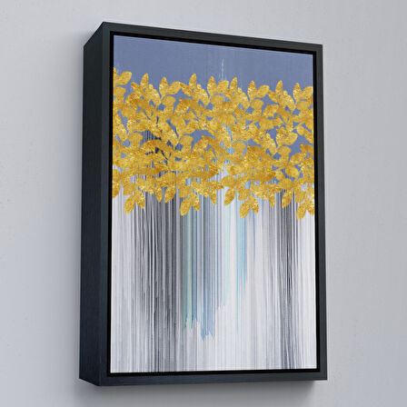 Altın Çerçeveli Modern Altın Soyut Tablosu
