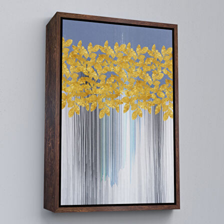 Altın Çerçeveli Modern Altın Soyut Tablosu