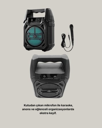 6.5 İnç Bluetooth Hoparlör Mikrofonlu Taşınabilir Karaoke ve Parti Sistemi