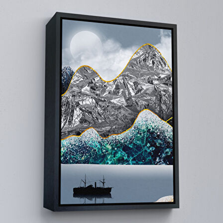 Altın Çerçeveli Modern Altın Soyut Tablosu