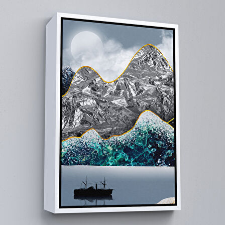 Altın Çerçeveli Modern Altın Soyut Tablosu