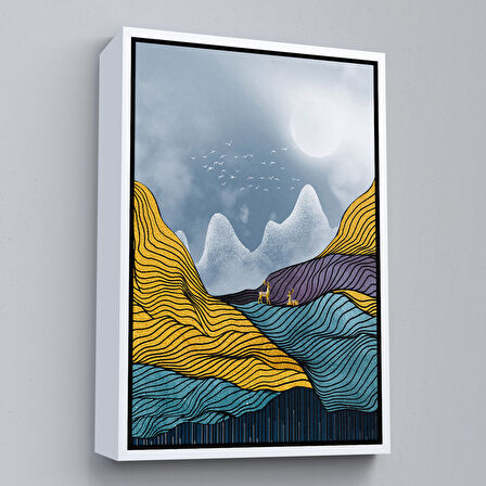 Kahverengi Çerçeveli Modern Altın Soyut Tablosu