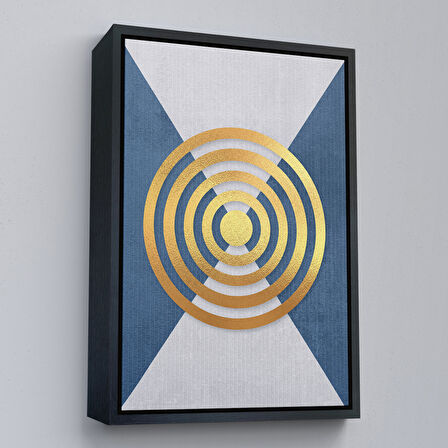 Siyah Çerçeveli Modern Altın Soyut Tablosu