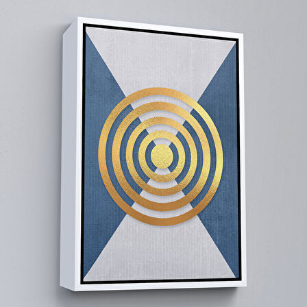 Siyah Çerçeveli Modern Altın Soyut Tablosu