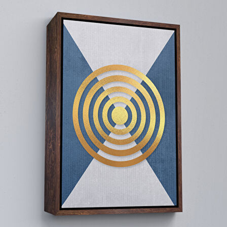 Siyah Çerçeveli Modern Altın Soyut Tablosu