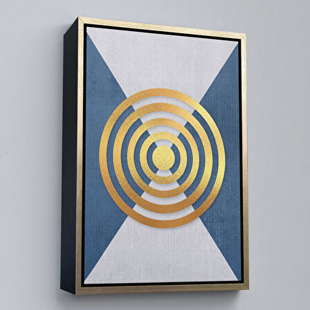 Siyah Çerçeveli Modern Altın Soyut Tablosu