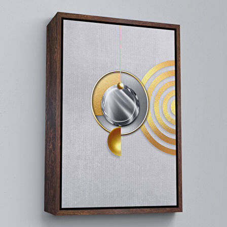 Siyah Çerçeveli Modern Altın Soyut Tablosu