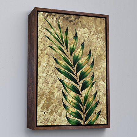 Siyah Çerçeveli Modern Altın Soyut Tablosu