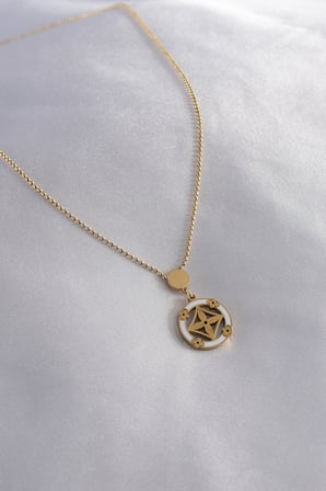 316L Çelik Gold Renk Çiçek Figür Kadın Kolye 5886