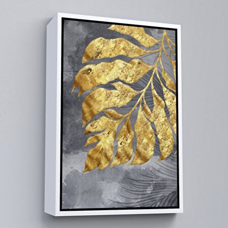 Siyah Çerçeveli Modern Altın Soyut Tablosu