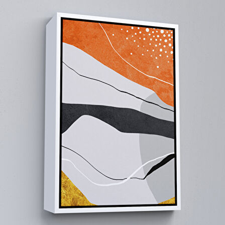 Beyaz Çerçeveli Modern Renkli Soyut Tablo