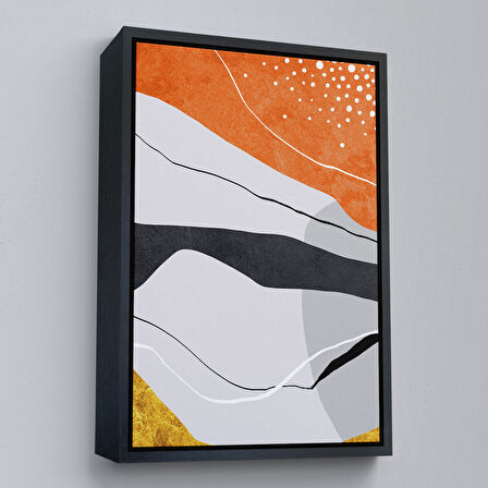 Beyaz Çerçeveli Modern Renkli Soyut Tablo