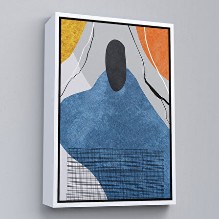 Altın Çerçeveli Modern Renkli Soyut Tablo