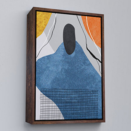 Altın Çerçeveli Modern Renkli Soyut Tablo