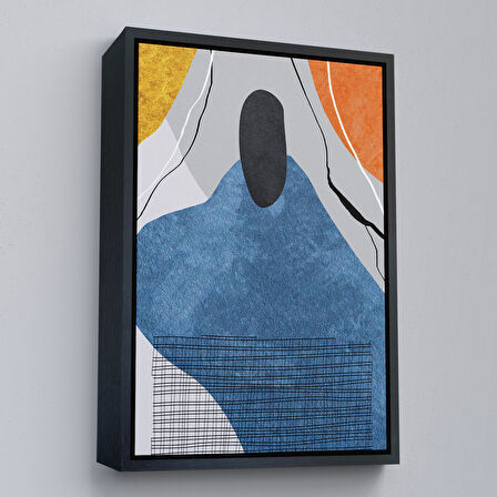 Beyaz Çerçeveli Modern Renkli Soyut Tablo