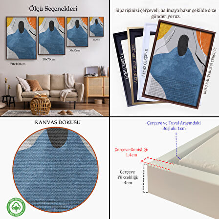 Beyaz Çerçeveli Modern Renkli Soyut Tablo