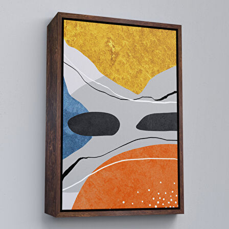 Altın Çerçeveli Modern Renkli Soyut Tablo