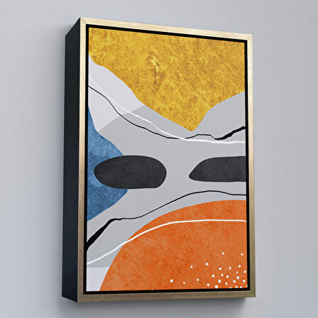 Beyaz Çerçeveli Modern Renkli Soyut Tablo