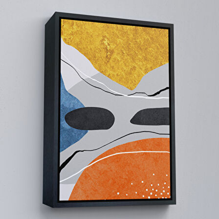 Beyaz Çerçeveli Modern Renkli Soyut Tablo