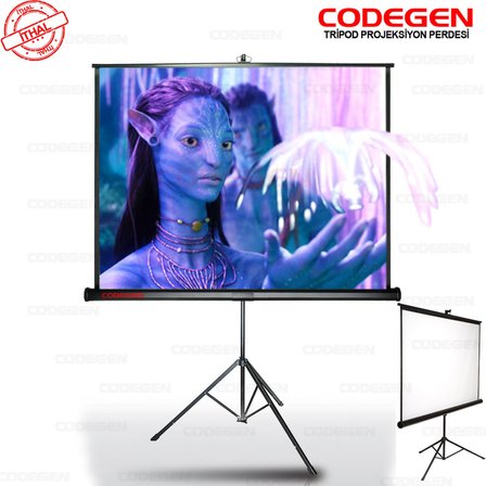 Codegen TX-18 TRIPOD PROJEKSİYON PERDESİ 180X180 (Arkası Siyah Fonlu - Taşınabilir Ayaklı Model)(1923)