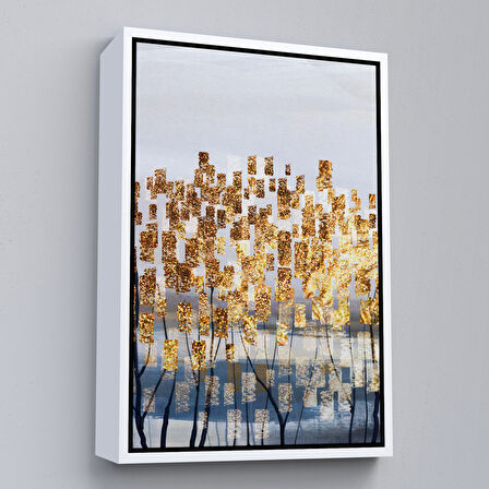 Altın Çerçeveli Modern Altın Soyut Tablosu