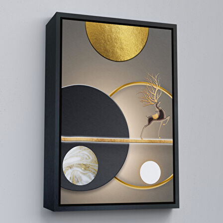 Altın Çerçeveli Modern Altın Soyut Tablosu