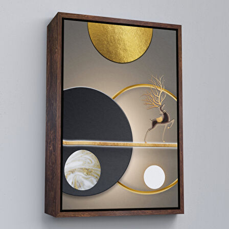 Altın Çerçeveli Modern Altın Soyut Tablosu